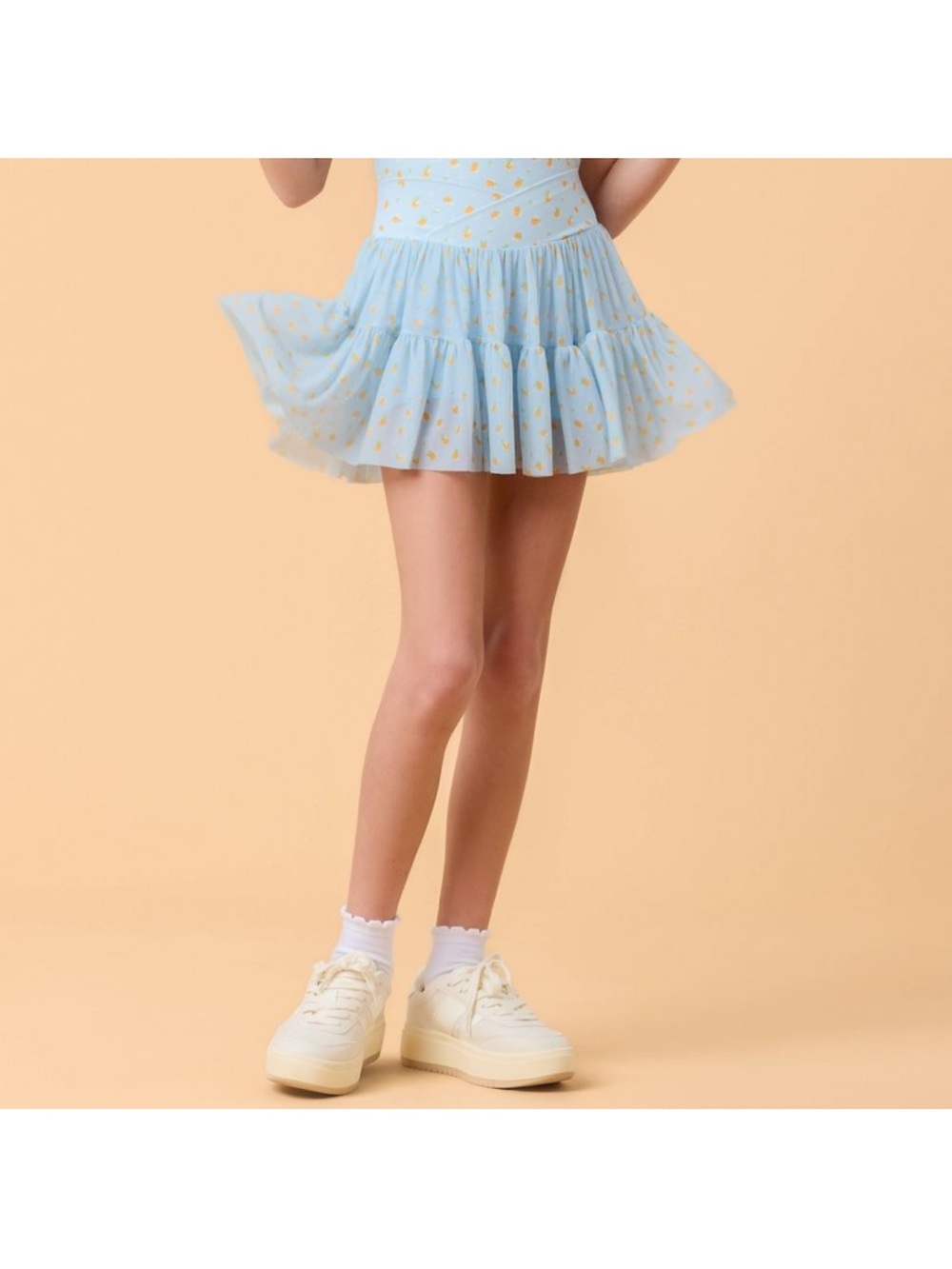 Blogilates Girls' Mommy & Me Ballerina Skort - Blue Citrus Print XS (4/5) NWT